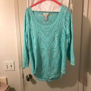 Soft Surroundings Light Blue Embroidered Blouse!